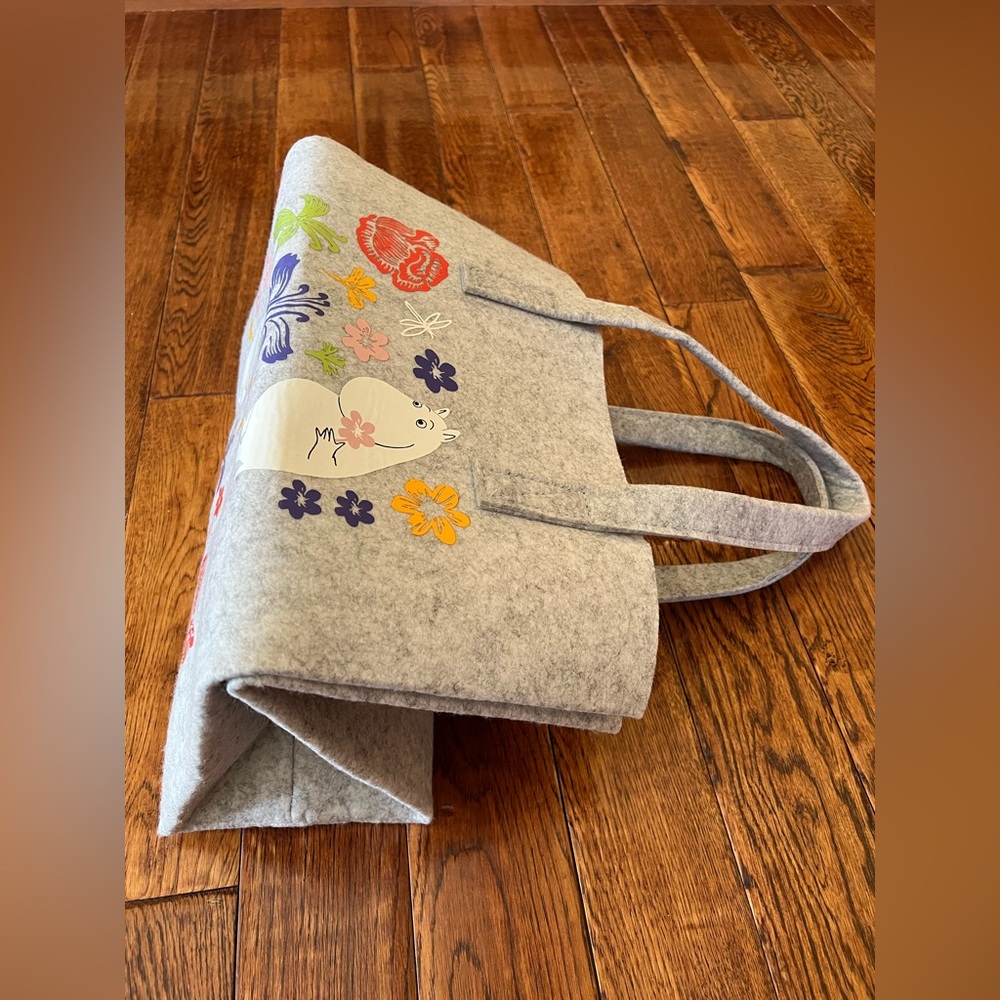 Moomin Bag Flower Print Tote Grey Multicolor - Picture 5 of 7